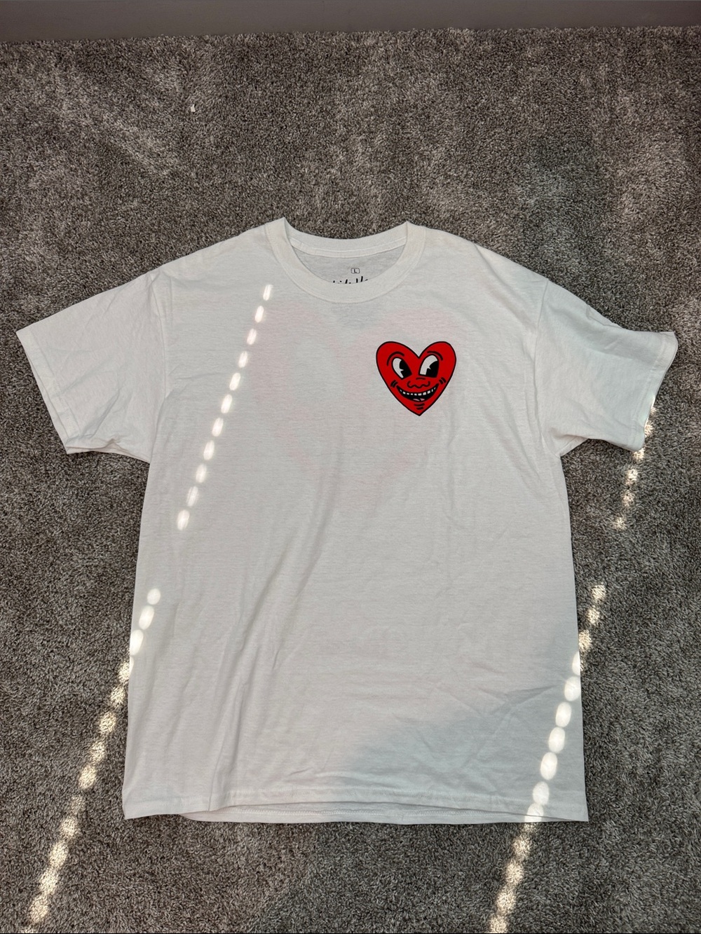 Urban Outfitters Keith Haring White Tee with Red Heart Graphic